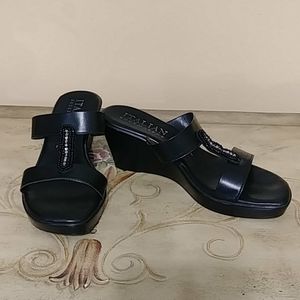 Italian Shoe Makers Black wedge sandals size 7 M